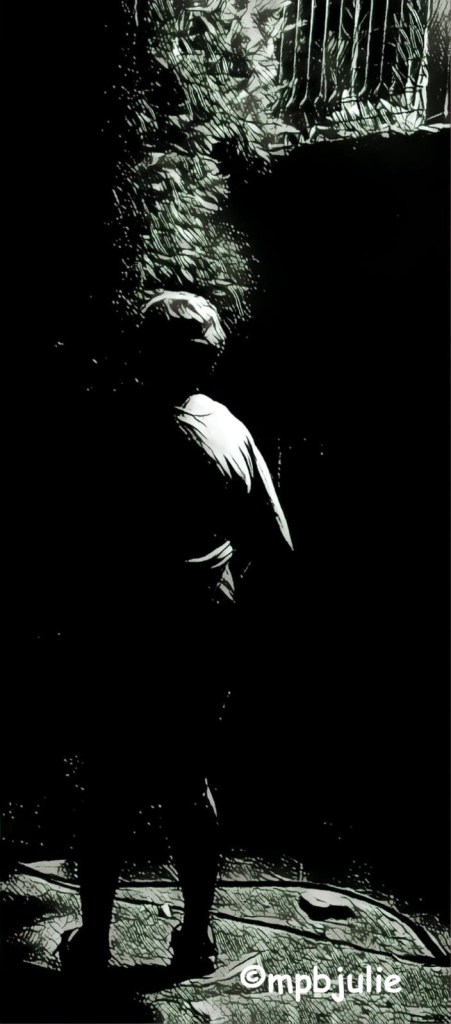 Me semi naked in the darkness outside in France.
