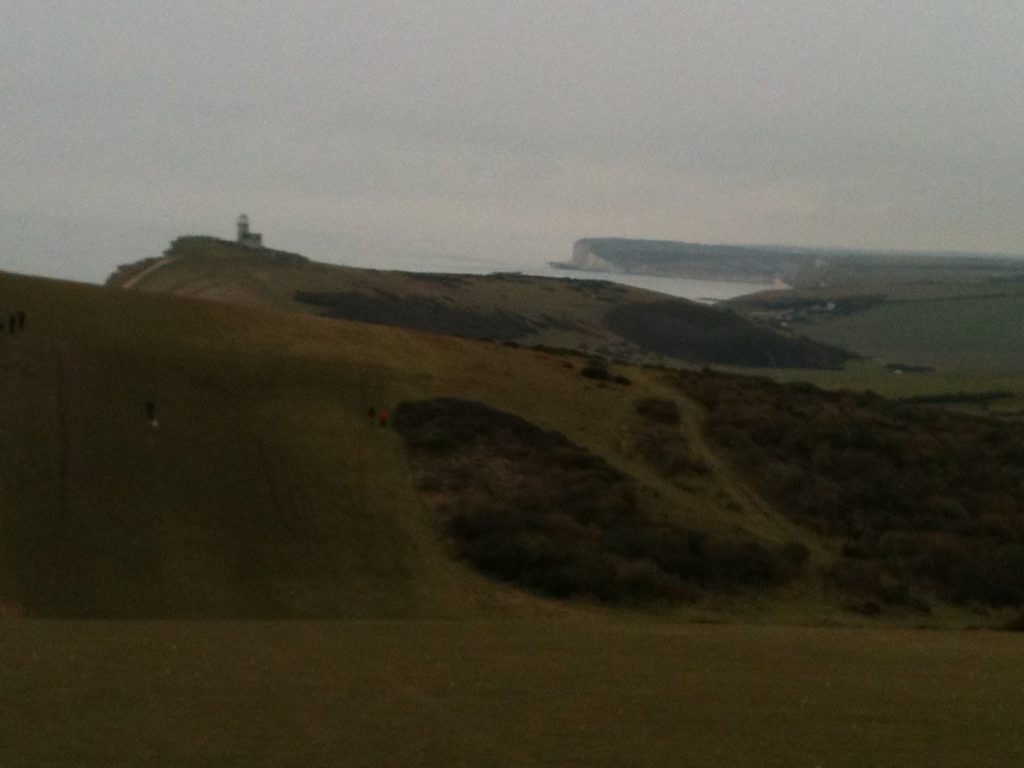 Cliffs, hills and a lighthouse. This is Beachy Head Sussex in February 2013